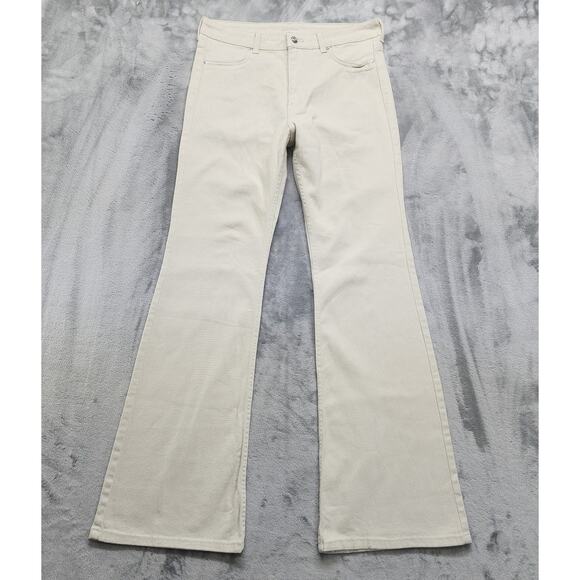 NEW H&M Divided Jeans Womens US 10 Beige High Rise Flare Leg Stretch Denim Retro - Picture 1 of 13